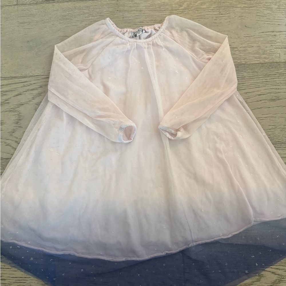 Pippa & Julie Light Pink Long-Sleeve Tulle Overlay Dress